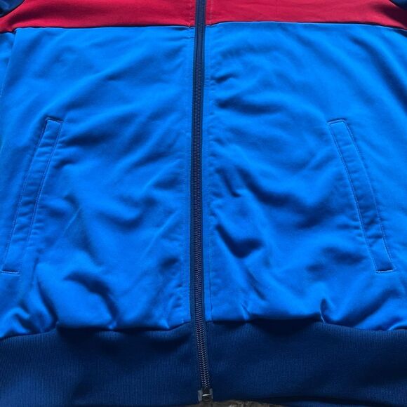 Vintage 1980s Adidas Tracksuit Zip Up Track Suit Jacket Size M Soccer Blue Red - Picture 6 of 12